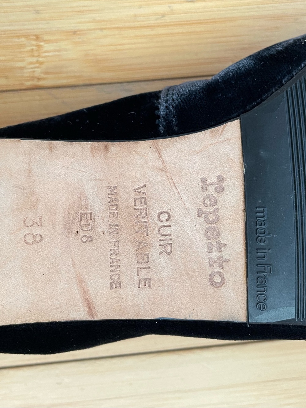 Repetto Black Velvet Ballet Flats with Bow - Picture 8 of 9
